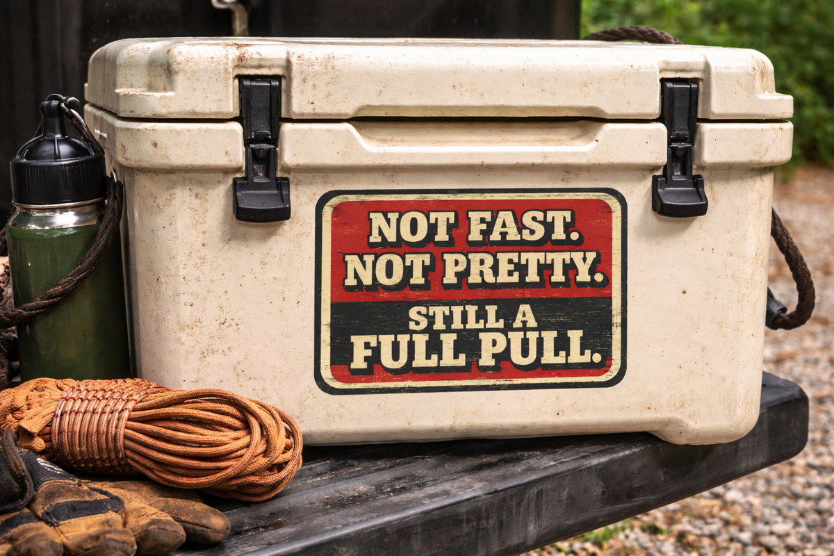 "Not Fast, Not Pretty, Still a Full Pull" Retro Racing Sticker Vinyl Decal